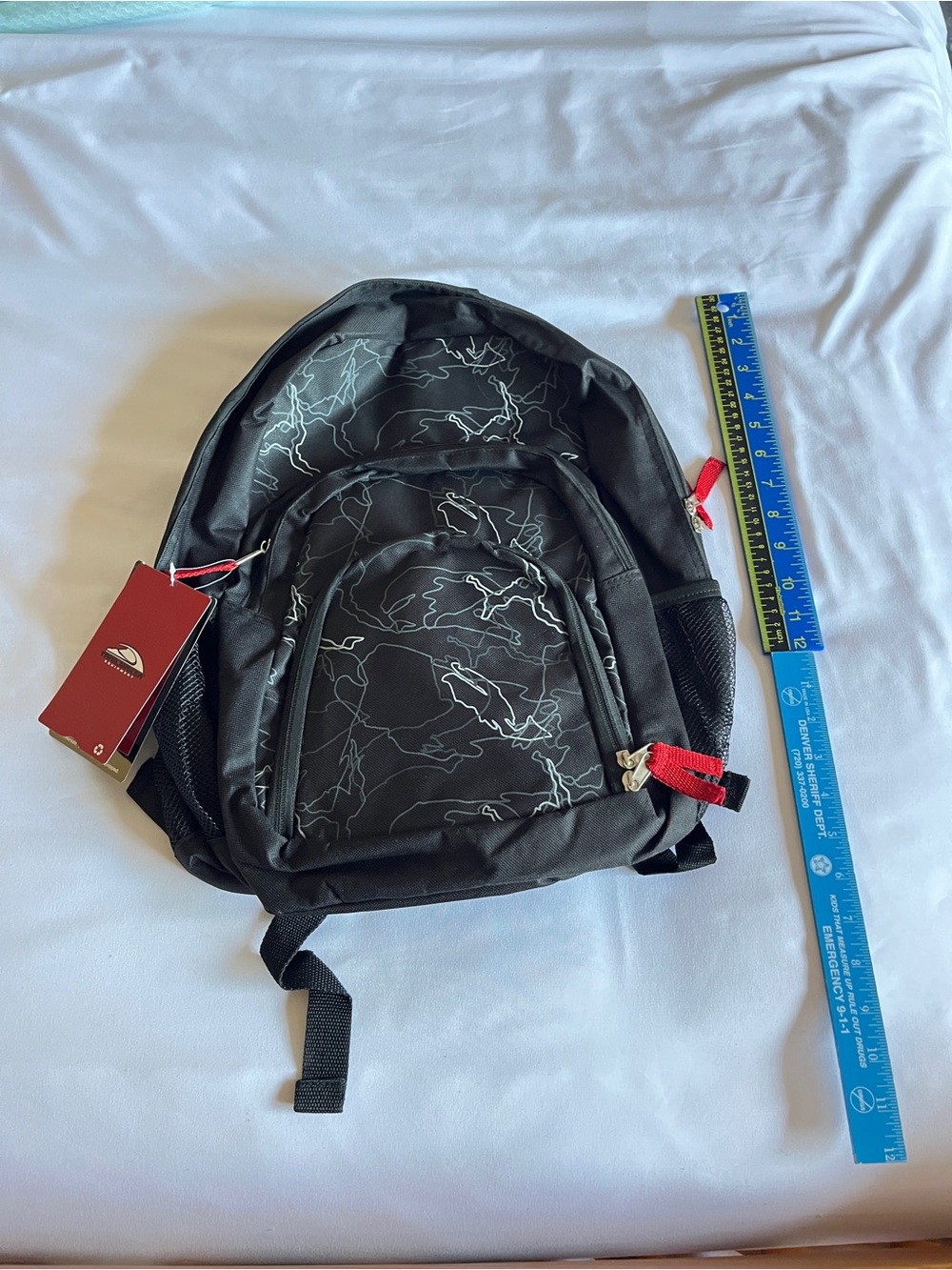 Trailmaker Backpack Black Red Camo Multi-Pocket 600D Padded School Book Bag New - Picture 9 of 16